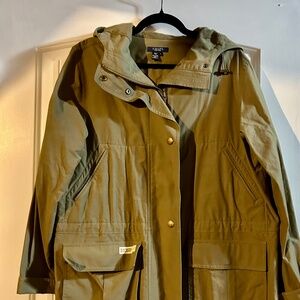 Chaps Large Green Utility Jacket With Hood